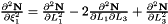 $\frac{\partial^2\mathbf{N}}{\partial \xi_1^2} = \frac{\partial^2\mathbf{N}}{\partial L_1^2}-2\frac{\partial^2\mathbf{N}}{\partial L_1 \partial L_3}+ \frac{\partial^2\mathbf{N}}{\partial L_3^2}$