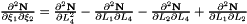 $\frac{\partial^2\mathbf{N}}{\partial\xi_1\partial \xi_2}=\frac{\partial^2\mathbf{N}}{\partial L_4^2}- \frac{\partial^2\mathbf{N}}{\partial L_1 \partial L_4}-\frac{\partial^2\mathbf{N}}{\partial L_2 \partial L_4}+ \frac{\partial^2\mathbf{N}}{\partial L_1 \partial L_2}$